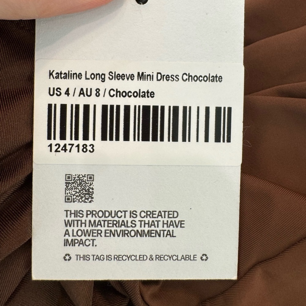 PRINCESS POLLY Kataline Asymmetrical Neckline Chocolate Brown Mini Dress 4 NWT - Picture 4 of 6